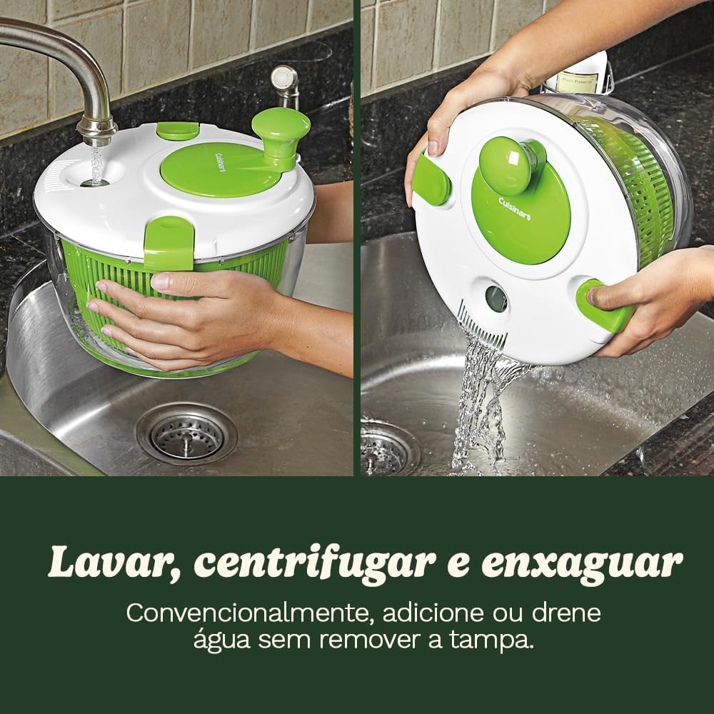 Cuisinart Large Spin Stop Salad Spinner- Wash, Spin & Dry Salad Greens, Fruits & Vegetables, 5qt, CTG-00-SAS1