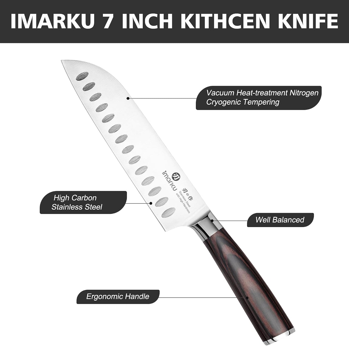 imarku Santoku Knife 7 Inch with Sharp Japanese High Carbon Stainless Steel | Ultra Sharp Chef Knife, Kitchen Gadgets 2026, Apartment Essentials with This Kitchen Knife, Unique Gifts for Women Men