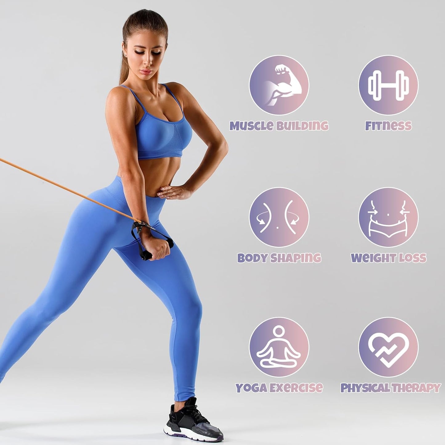 RitFit Single Resistance Exercise Band with Foam Handles - Ideal for Therapy, Strength Training