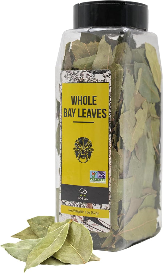 Soeos Whole Dried Bay Leaves, Non-GMO Verified, Laurel Herbs for Cooking and Seasoning, 2oz (57g)