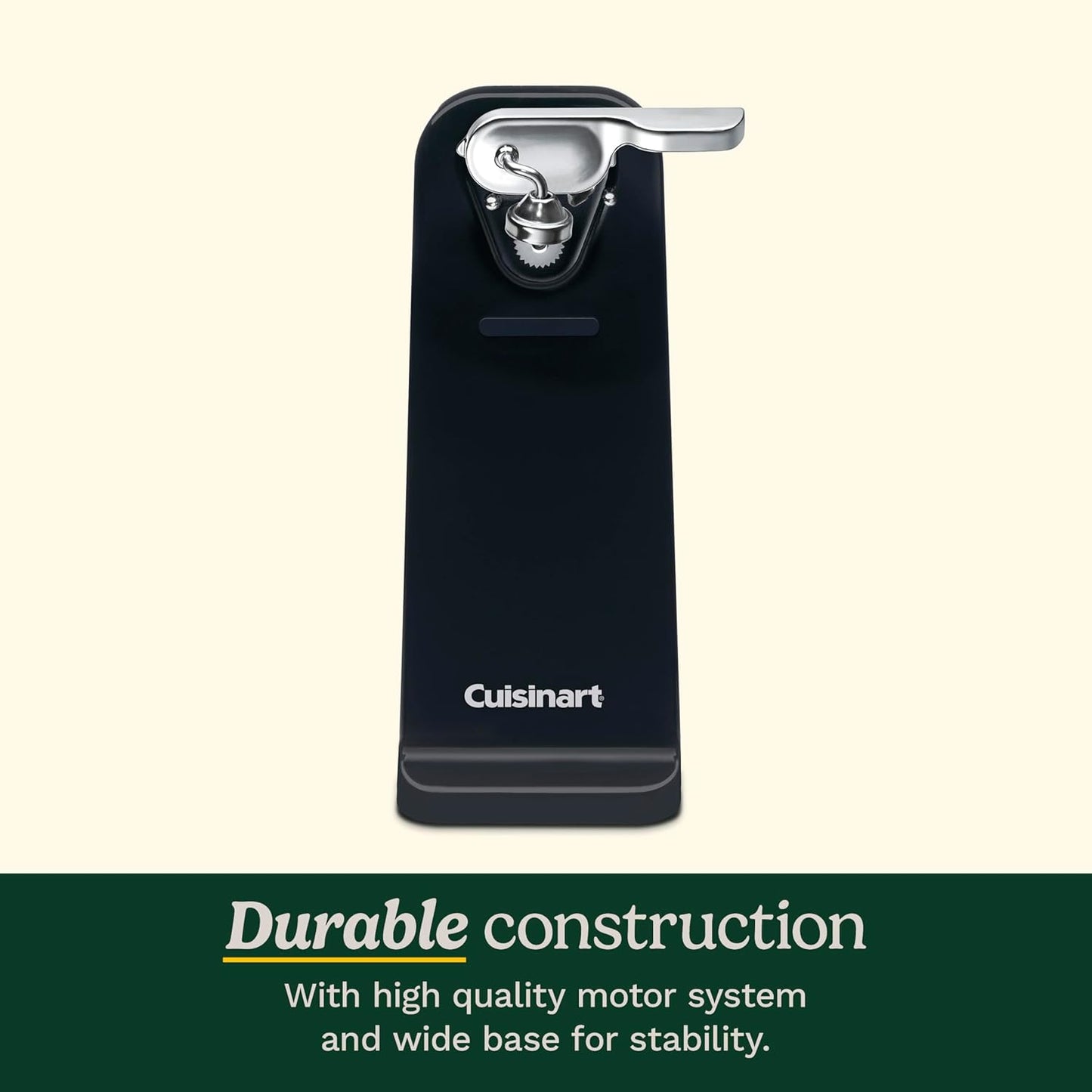 Cuisinart Electric Can Opener, One-Touch Operation, Nonslip Base, Black | CCO-50BKN, ideal electric can opener for seniors with magnetic lid holder, one-touch design, nonslip base & detachable lever
