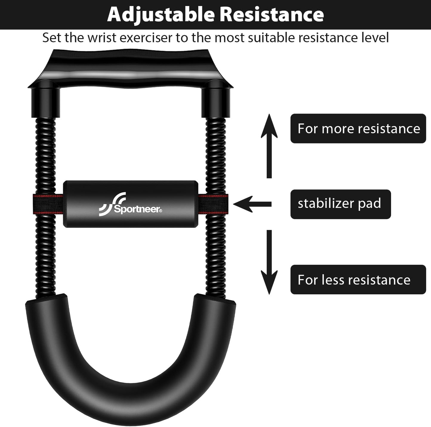 Sportneer Forearm Strengthener - Adjustable Wrist Exerciser for Improved Grip Strength