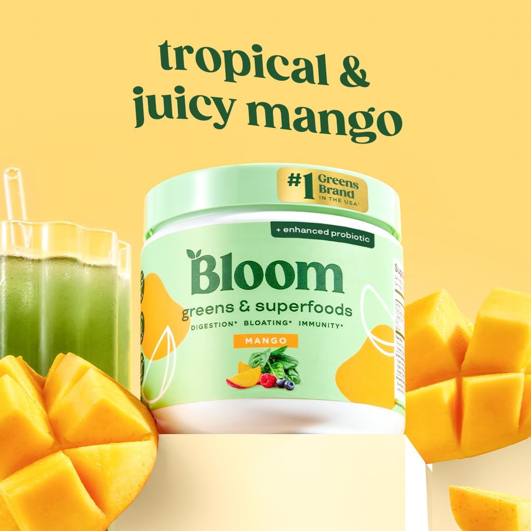 Bloom Nutrition Superfood Greens Powder with Probiotics, Prebiotics, and Digestive Enzymes for Gut Health