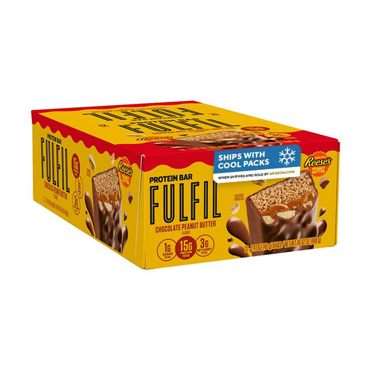 FULFIL Chocolate Peanut Butter Flavored Protein Bar, 12 Count, Gluten Free, 15g Protein