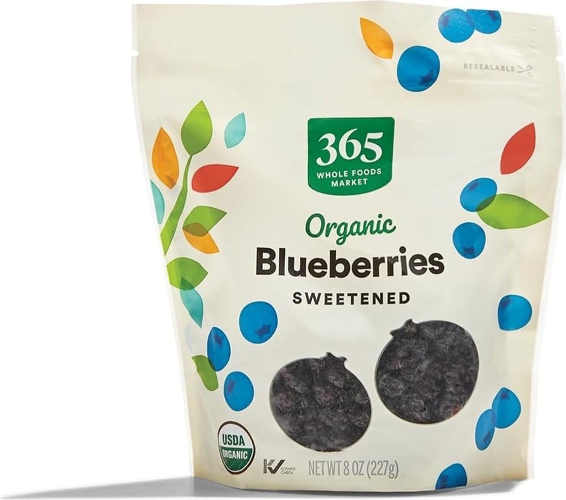 Organic Dried Blueberries by Whole Foods Market, 8 Ounce Resealable Package