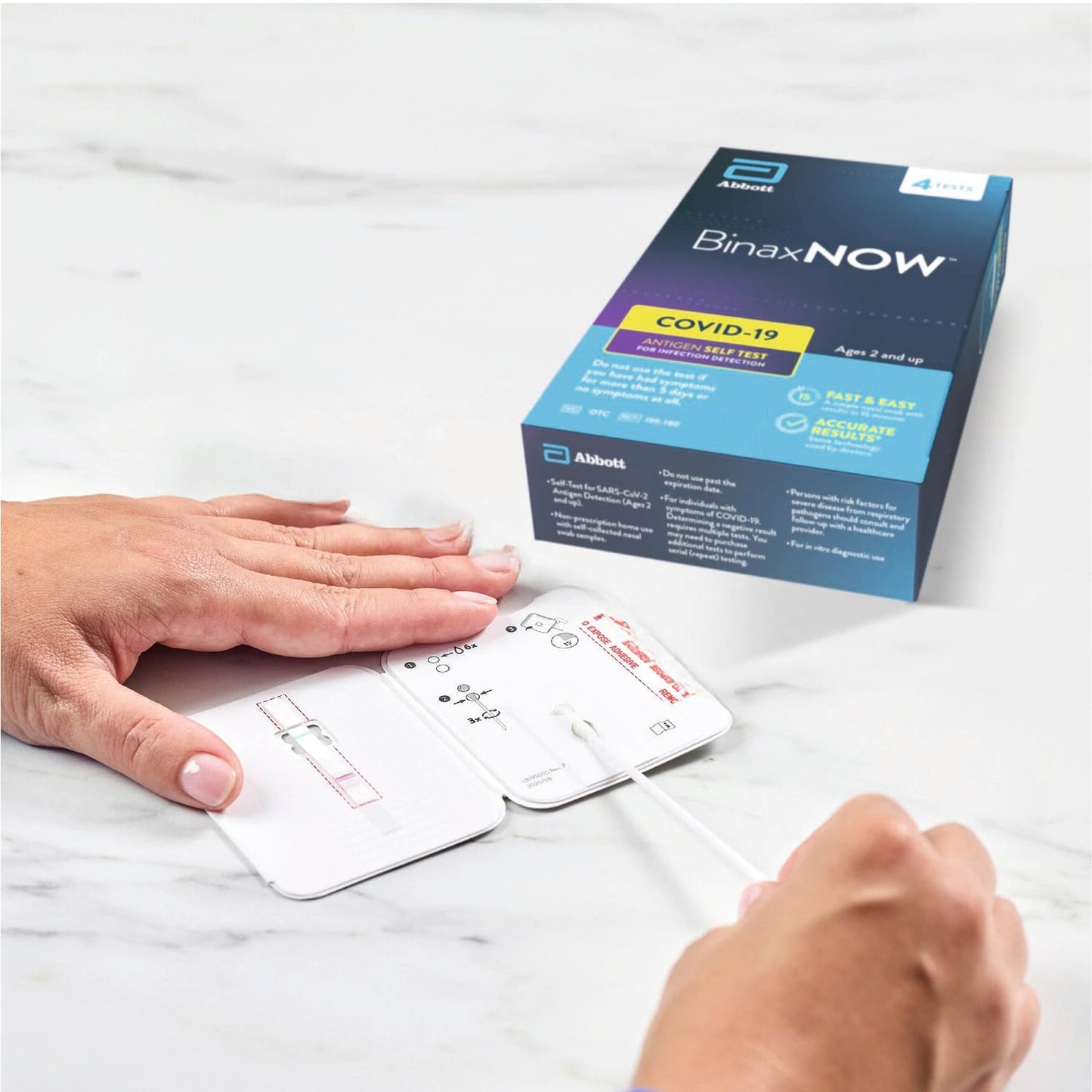 BinaxNOW COVID-19 Antigen Self Test Kit, 1 Pack, 4 Tests, 15-Minute Results