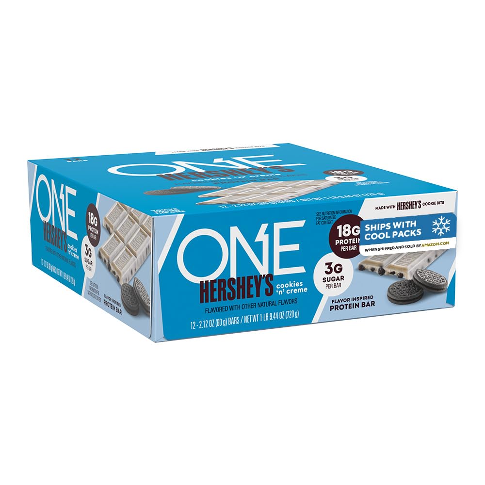 ONE Protein Bars, Hershey's Cookies 'n' Creme, Gluten Free, 18g Protein, 12 Count