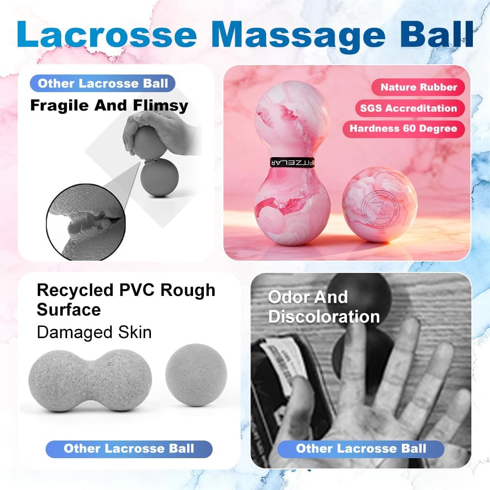 FITZELAR Double Lacrosse Massage Ball for Myofascial Release and Trigger Point Therapy