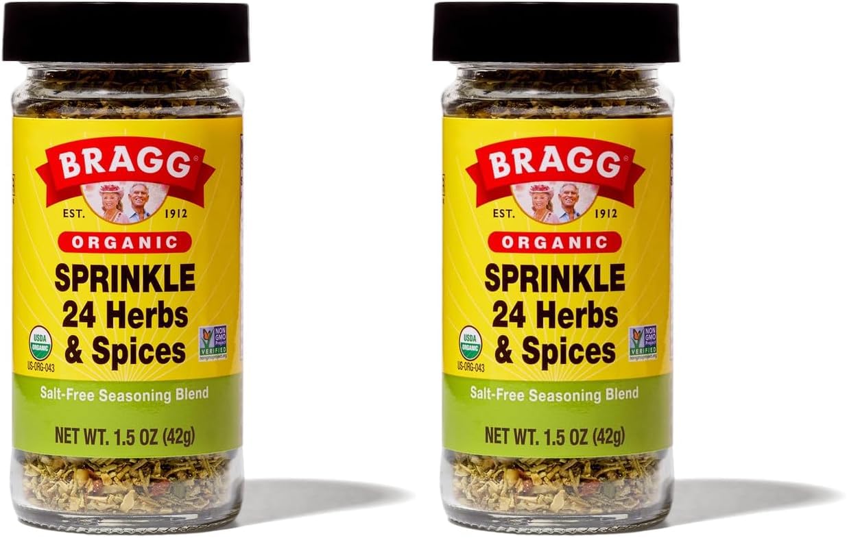 Bragg Branded Organic Sprinkle Spice Seasoning, 24 Herbs & Spices, Gluten Free, 1.5 Oz