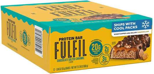 FULFIL Chocolate Salted Caramel Flavored Protein Bars, 12 Count, Gluten Free