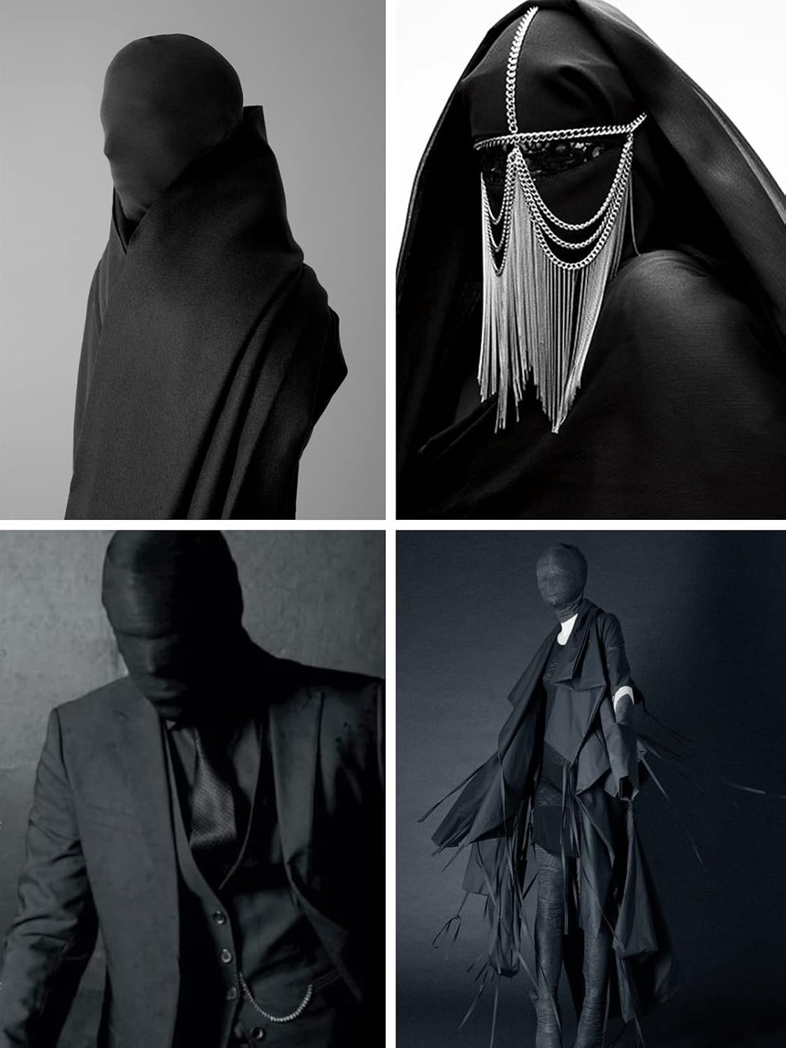 Homelex 2 Pieces Full Face Mask, Unisex BW 2nd Skin Spandex Halloween Hood