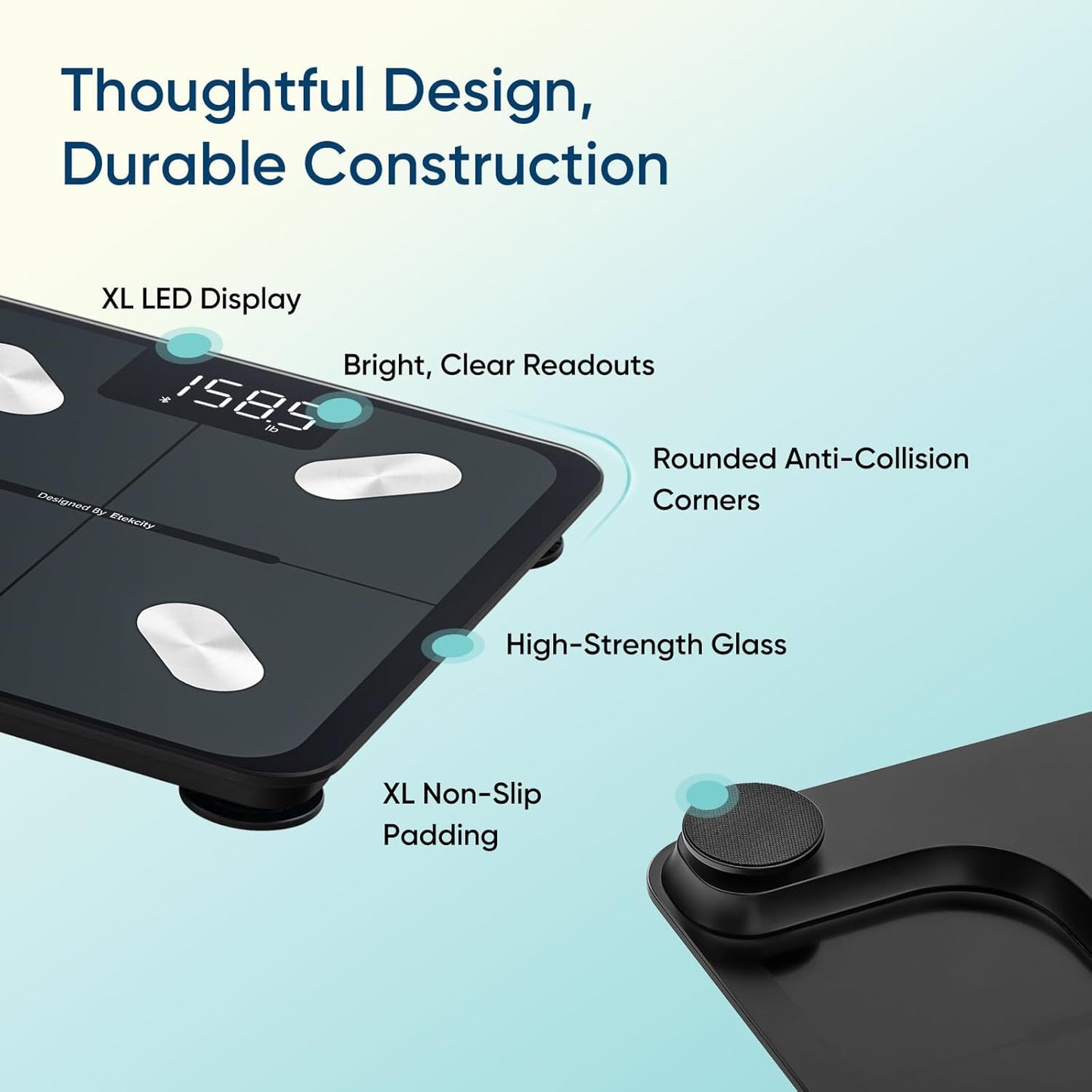 Etekcity Smart Scale for Body Weight, Bluetooth, BMI, Muscle Mass