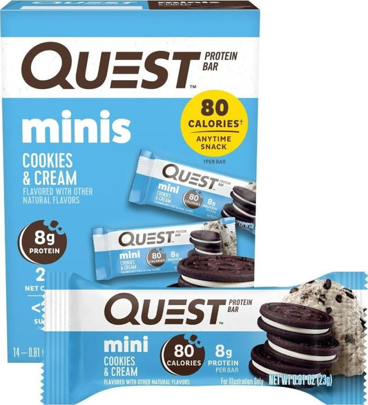 Quest Nutrition Mini Cookies & Cream Protein Bars, 14 Count, Gluten Free