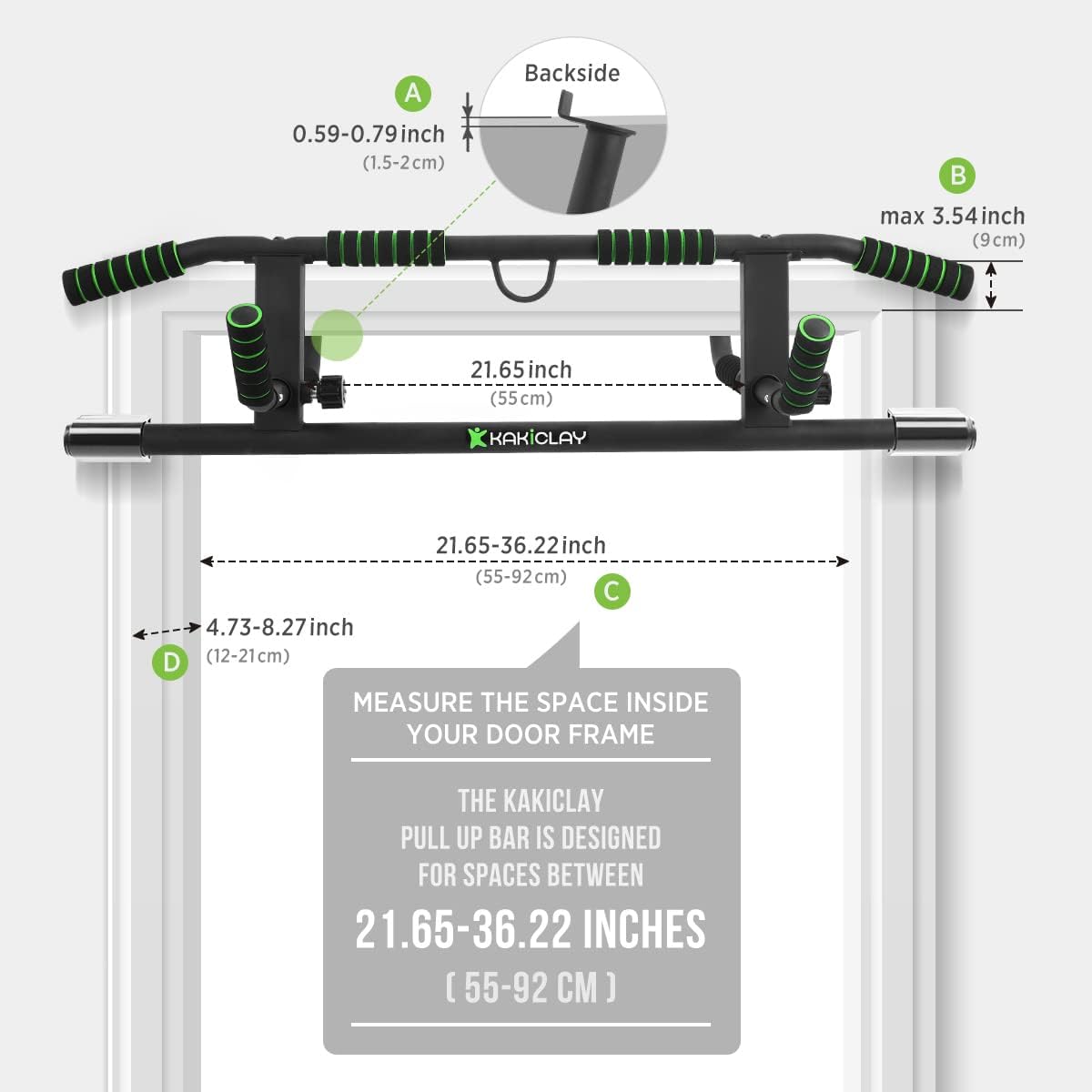 KAKICLAY Upgrade Multi-Grip Pull Up Bar with Smart Hooks