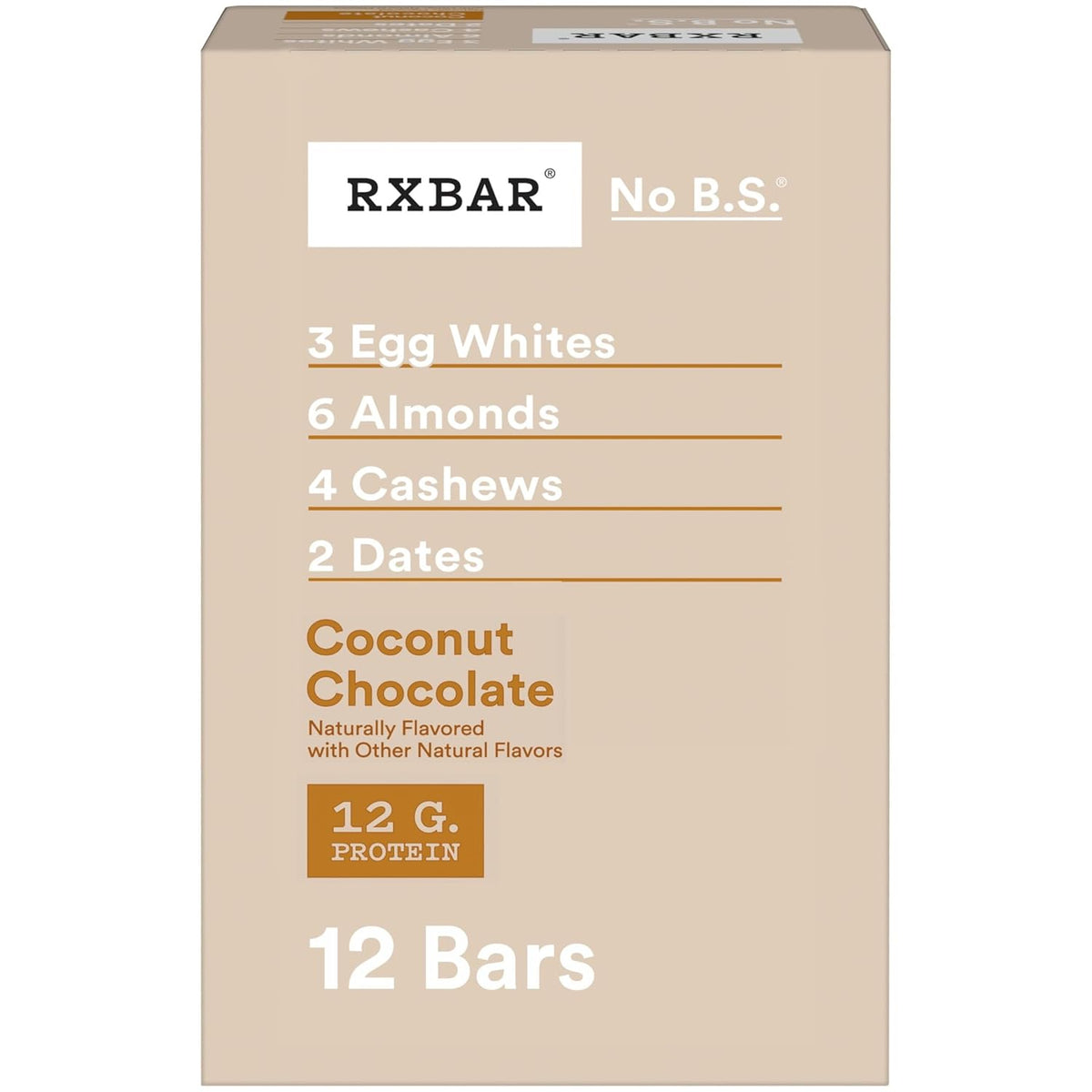 RXBAR Coconut Chocolate Protein Bars, 12 Count, 22oz Box
