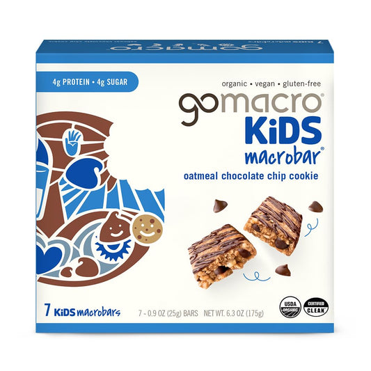 GoMacro organic vegan oatmeal chocolate chip cookie snack bars, 7-count, 0.90 oz each