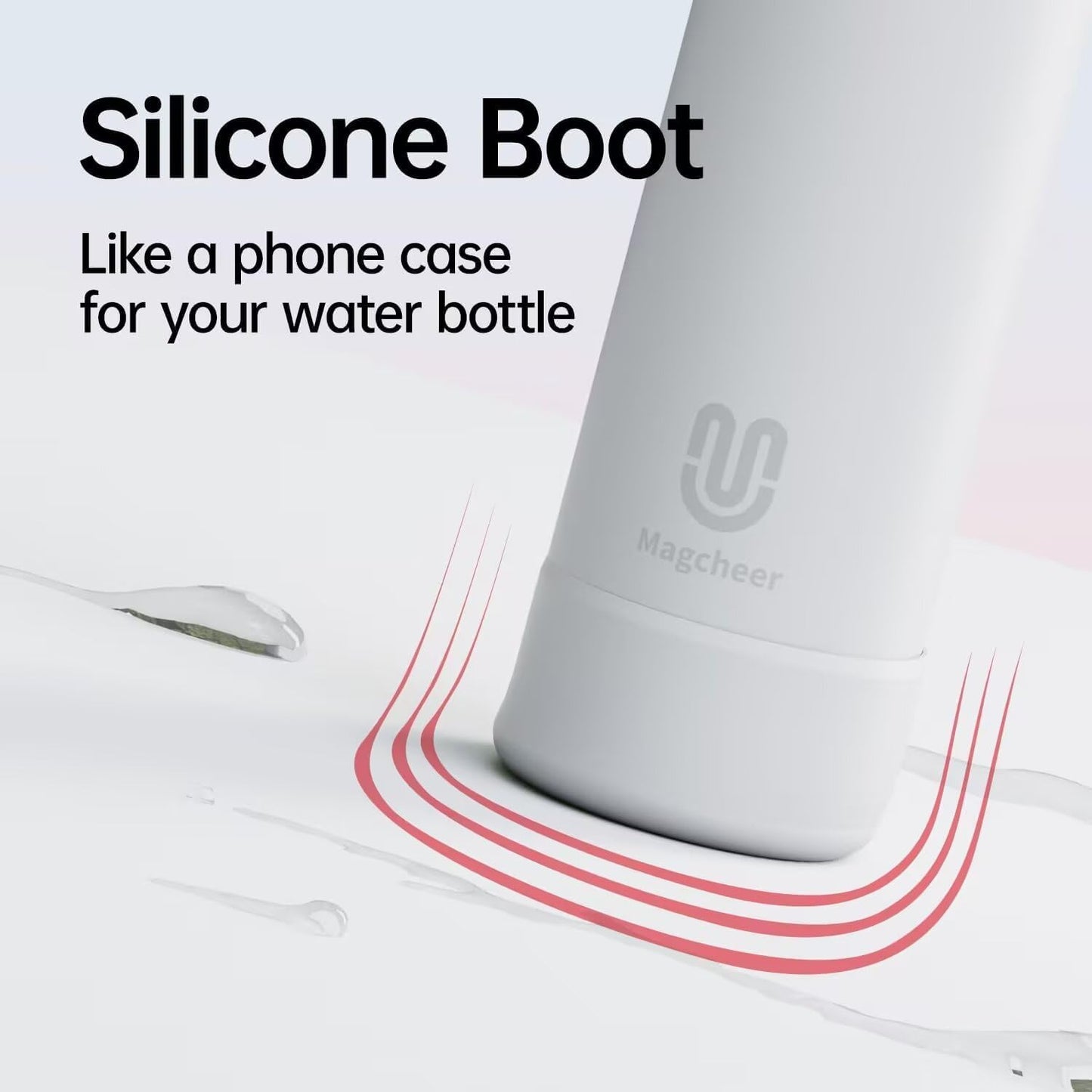 Insulated Magnetic Water Bottle - Reusable Stainless Steel Bottle with MagSafe Compatible Phone Holder - Keeps Cold for 24 Hours - Perfect for Gym, Sports, and Travel - White 24oz