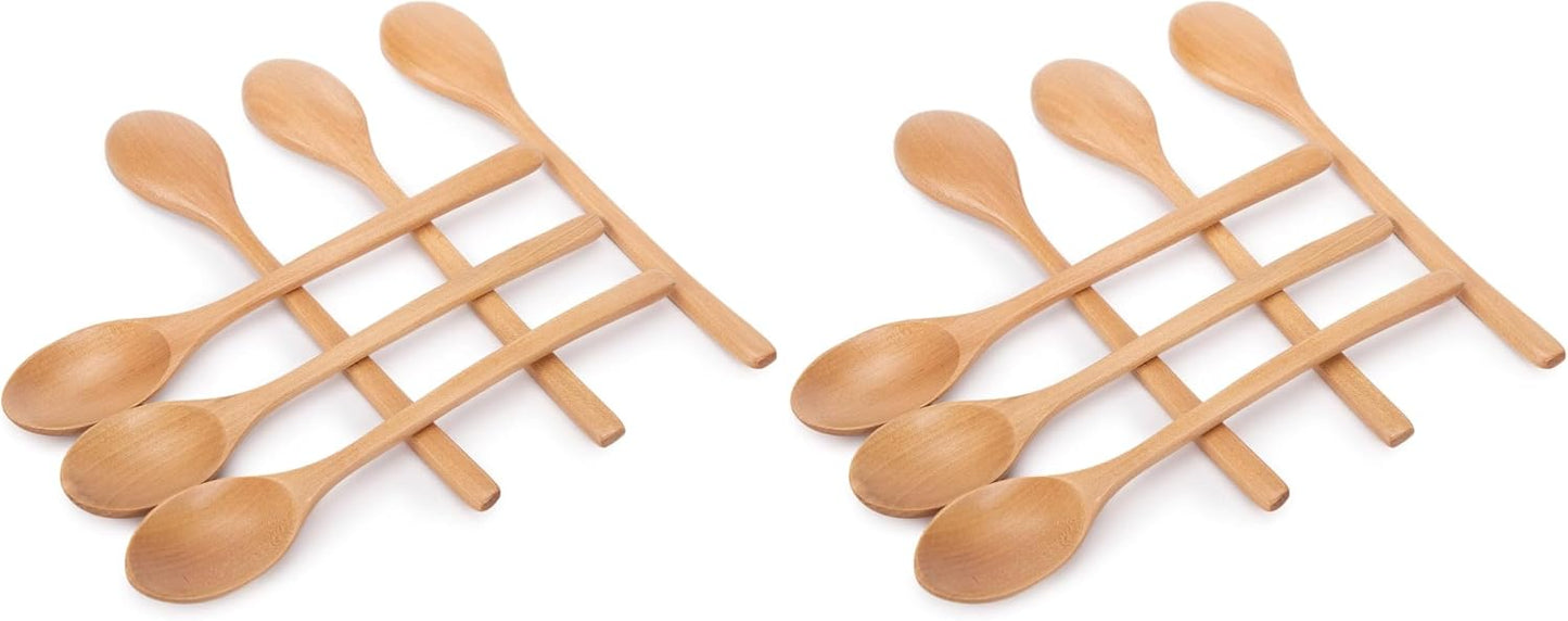 HAKSEN 2 PCS Wooden Cooking Spoons, Natural Acacia Wood Kitchen Utensil | 12 Inch Wooden Mixing Spoons for Baking, Tasting, Stirring Food, Comfort Grip, Durable, Kitchen Cooking Gifts for Women