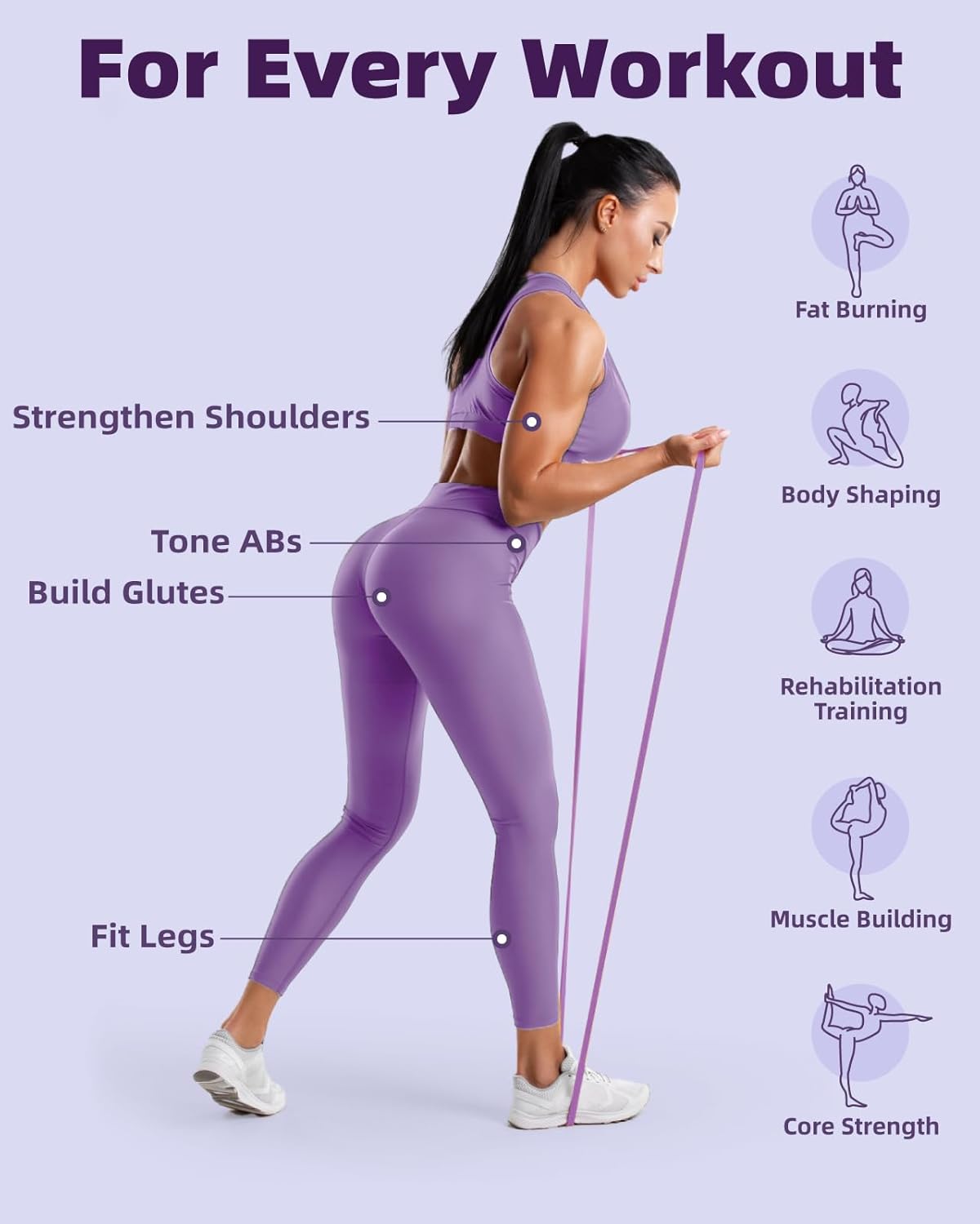 Fitense Resistance Bands Set - Pull Up Bands for Men & Women, 4 Levels, Anchor, Poster & Pouch