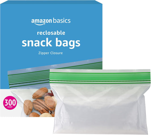 Amazon Basics Reclosable Food Storage Snack Bags for Everyday Use