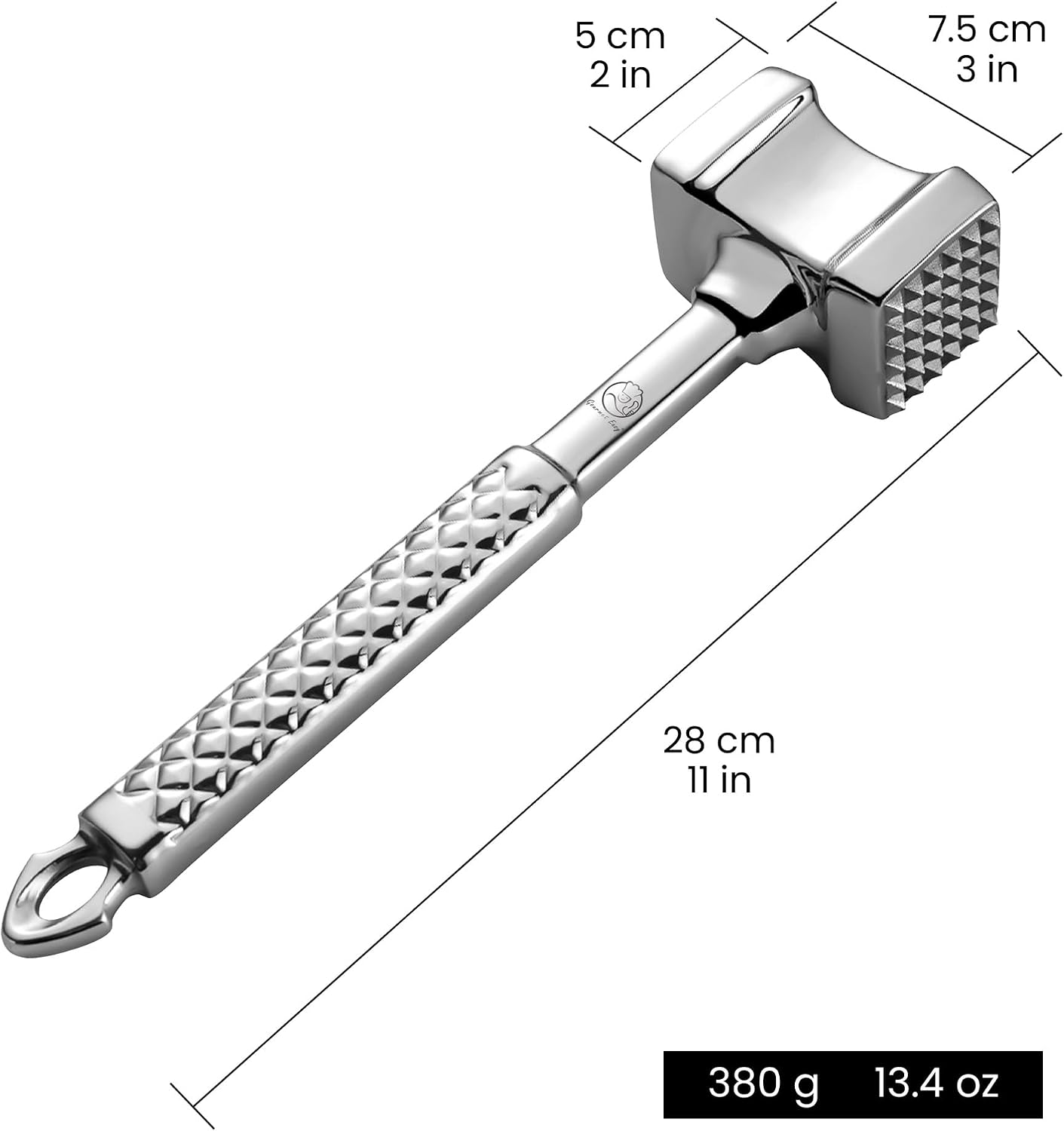 Gourmet Easy Classic Meat Tenderizer Tool, Non-Slip Grip Lifetime Replace | Dual-Sided Heavy-Duty Design for Effortless Tenderizing of Steak,Chicken and Poultry , Dishwasher Safe, Lifetime Replacement
