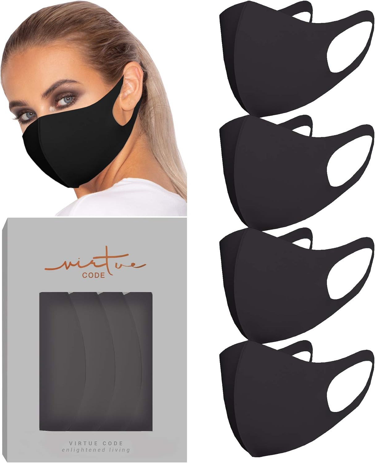 Virtue Code Second Skin Cloth Face Mask Pack 4 Buttery Soft Masks