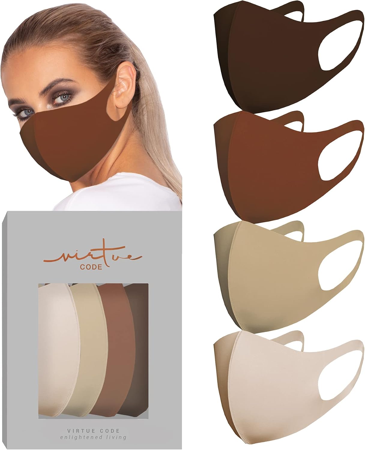 Virtue Code Second Skin Cloth Face Mask Pack 4 Buttery Soft Masks