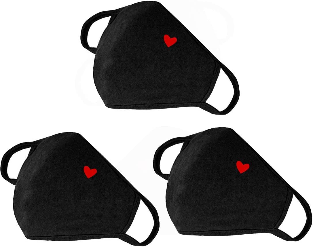Comfso Cotton Cloth Heart Face Masks with Adjustable Nose Bridge