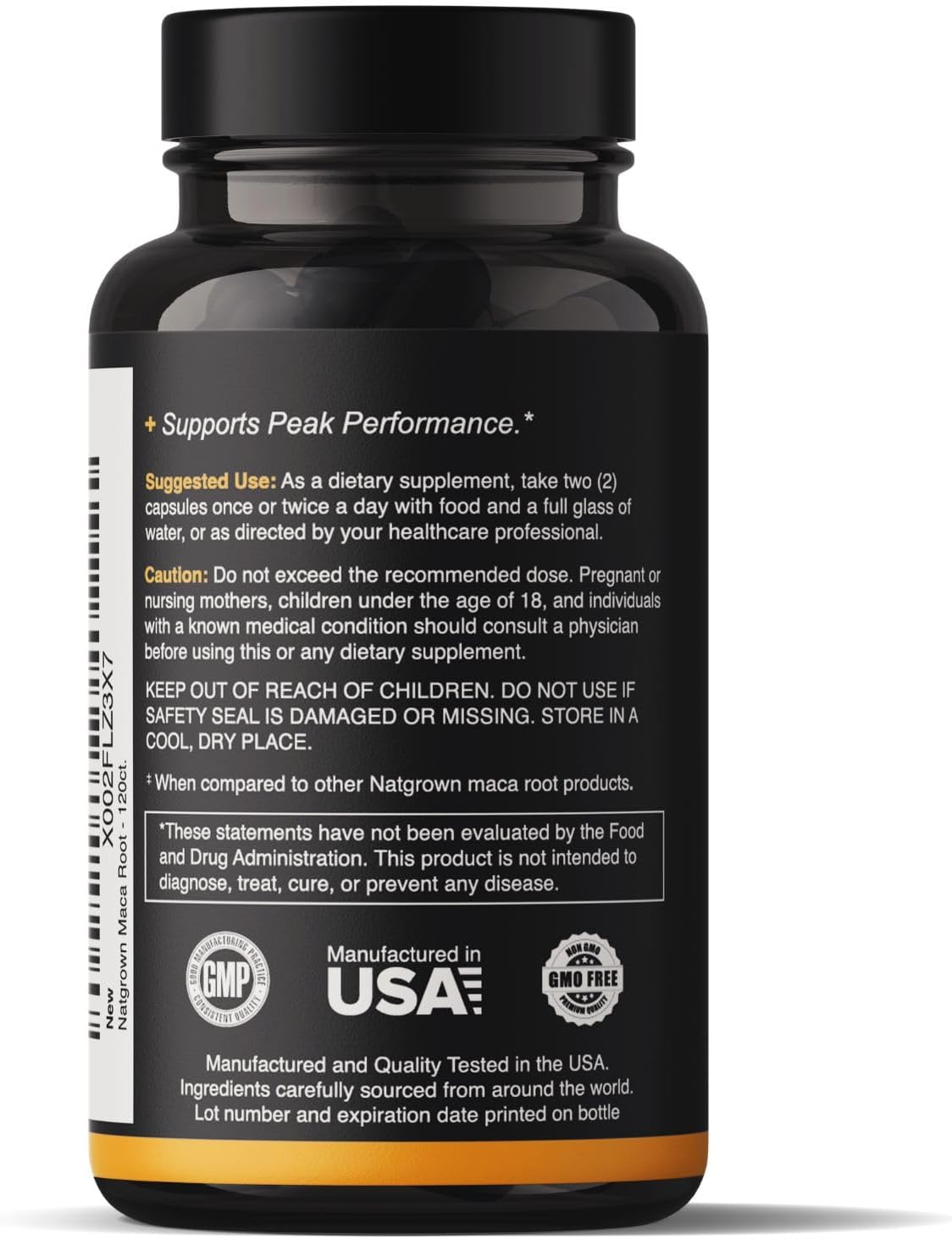 Natgrown Organic Maca Root Powder Capsules 1500mg Non-GMO Gluten-Free Vegan