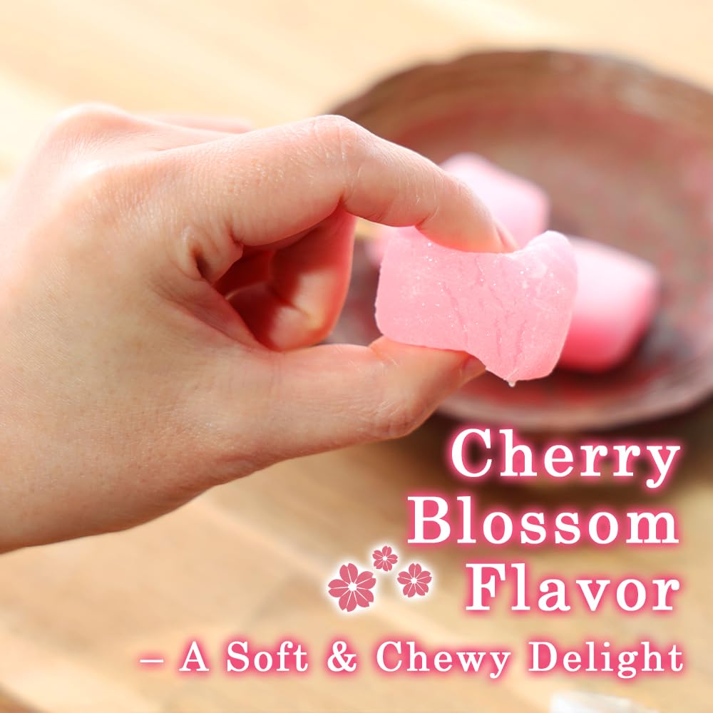Traditional Japanese Sakura Mochi Candy, Cherry Blossom Rice Cakes, Soft & Chewy, Individually Wrapped