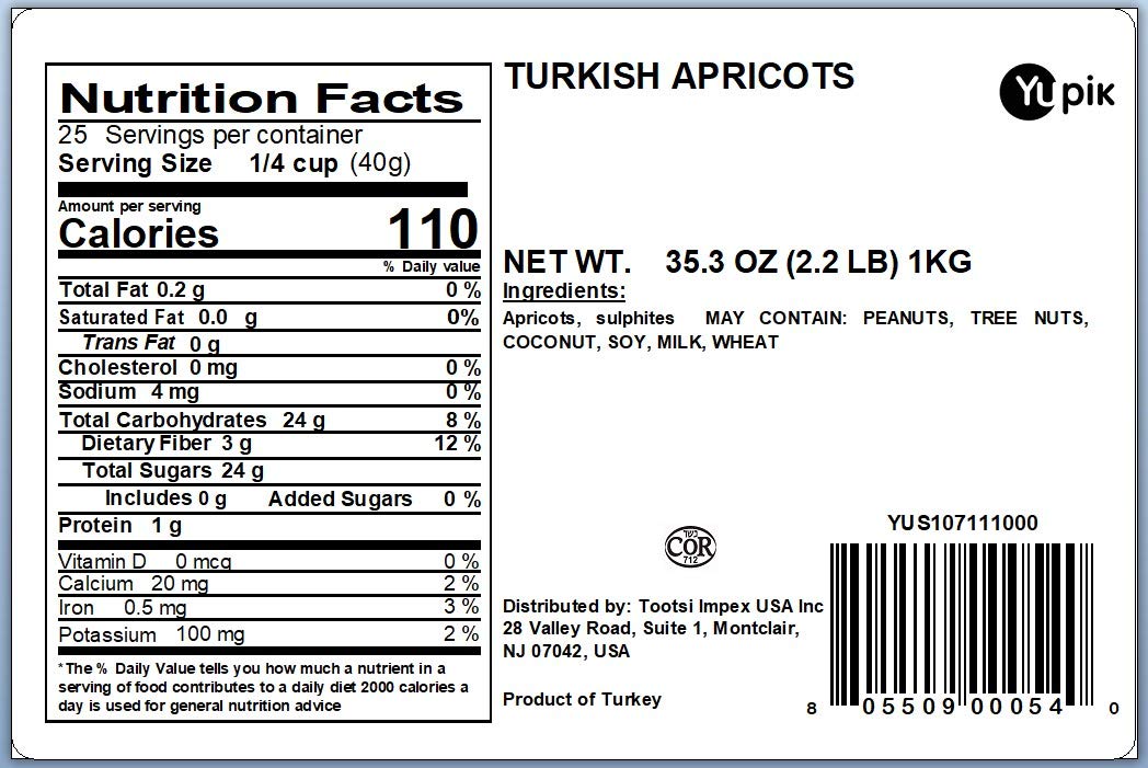 Dried Turkish Apricots, 2.2 lb, Pitted, No Added Sugar, Fiber Rich