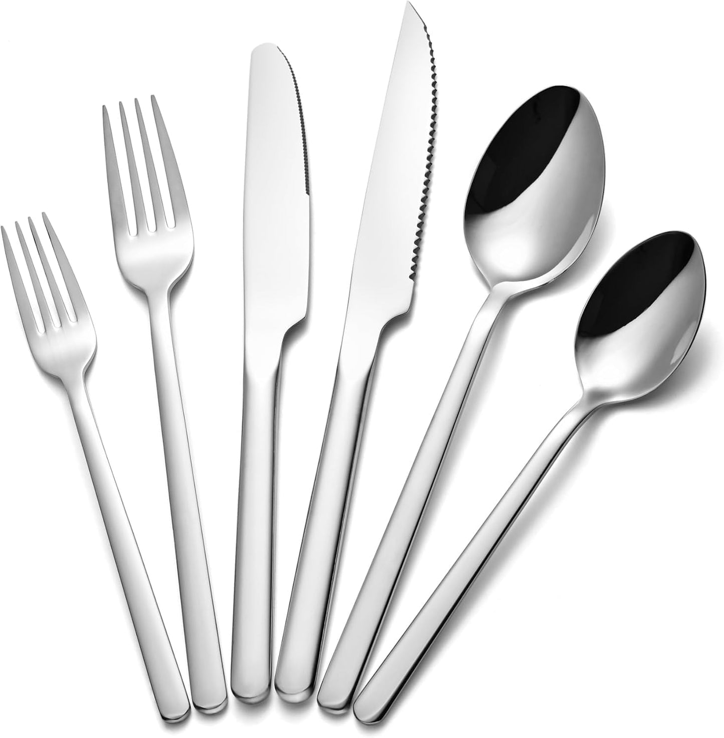 KINGSTONE 40 Piece Silverware Set, Flatware Set for 8, 18/10 Stainless Steel Cutlery Set Mirror Polished Modern Design Dishwasher Safe