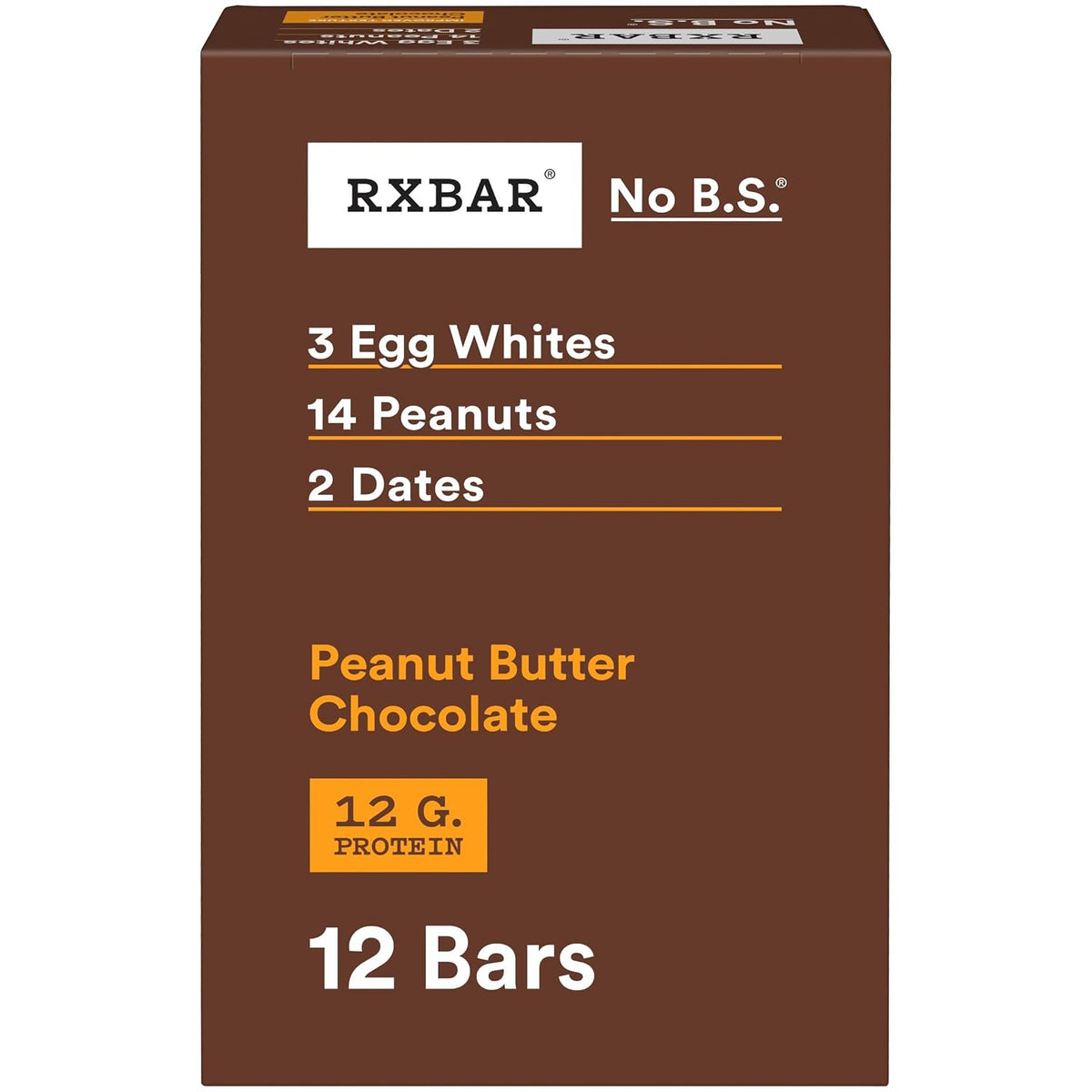 RXBAR Protein Bars, 12 Count, Peanut Butter Chocolate, 22oz Box, Gluten Free