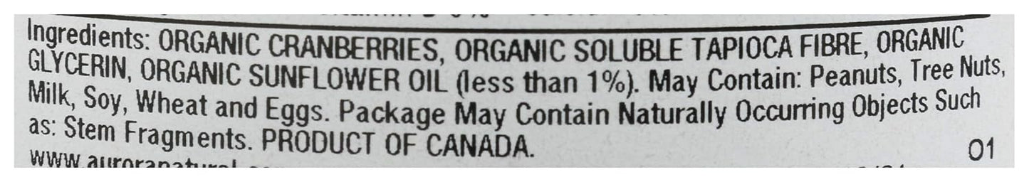 Aurora Products Organic Dried Cranberries 9 OZ Non-GMO Food Item