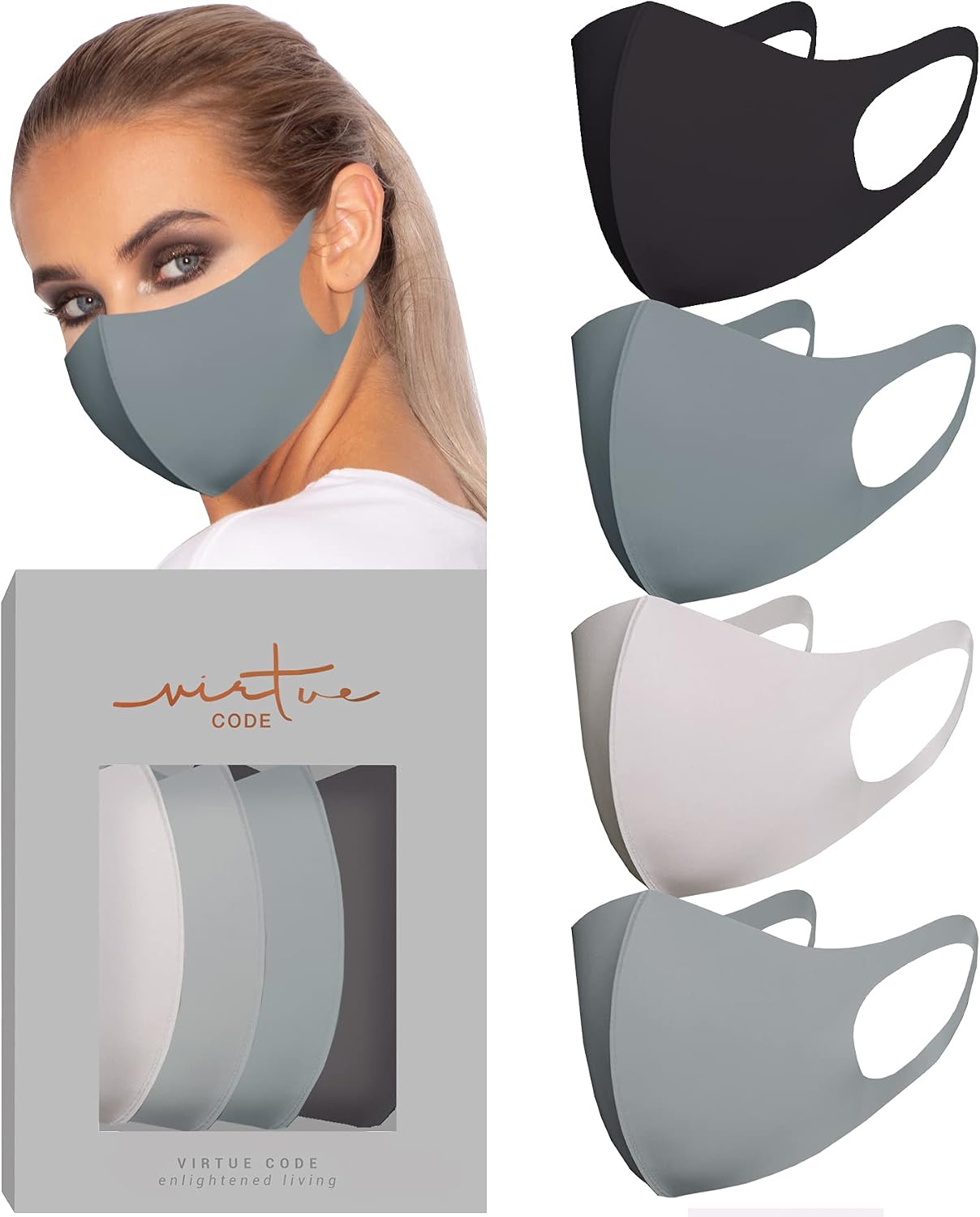 Virtue Code Second Skin Cloth Face Mask Pack 4 Buttery Soft Masks