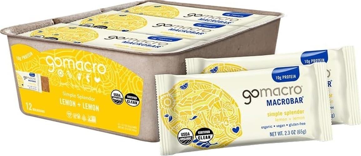 Gomacro Organic Lemon And Lemon Bars 2.3 Ounce 12 Count
