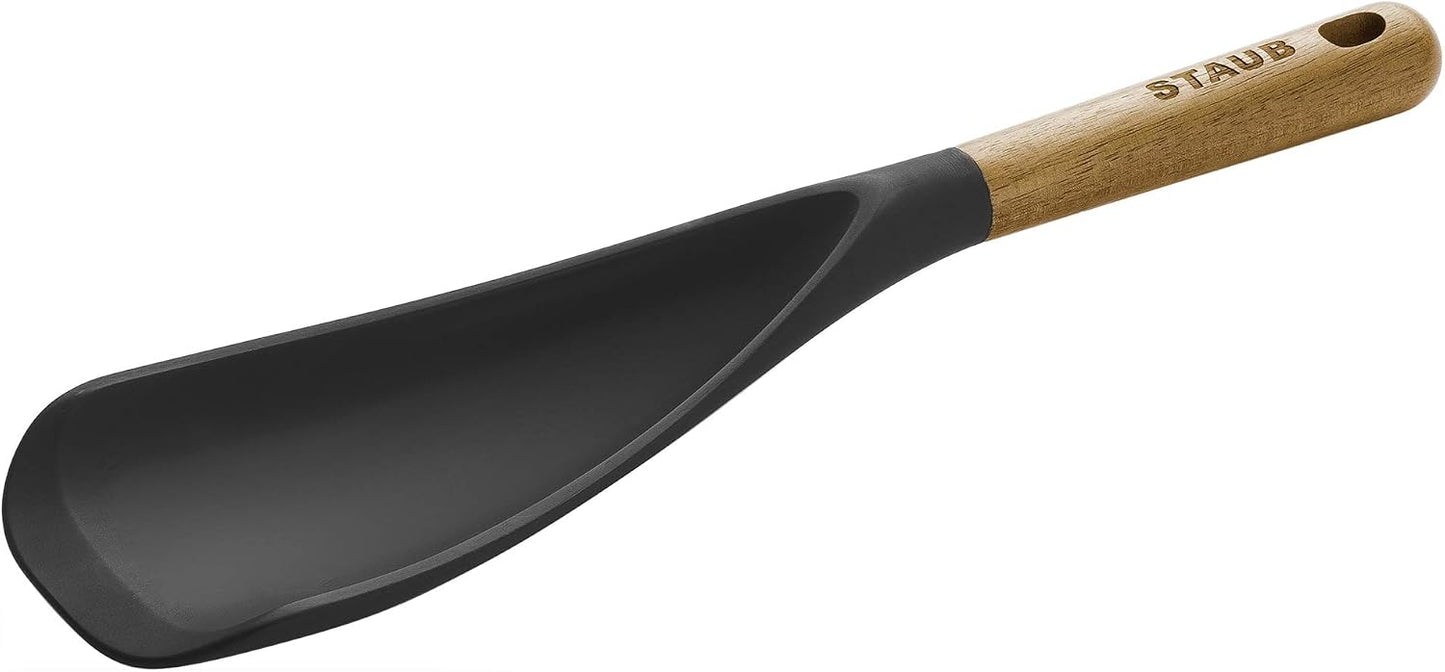 Staub Silicone with Wood Handle Cooking Utensil, Multi-function Spatula Spoon | BPA Free Silicone Cooking Spoon, Heat-resistant Silicone Head, Durable Acacia Wood Handle. Safe for All Cookware Surfaces.