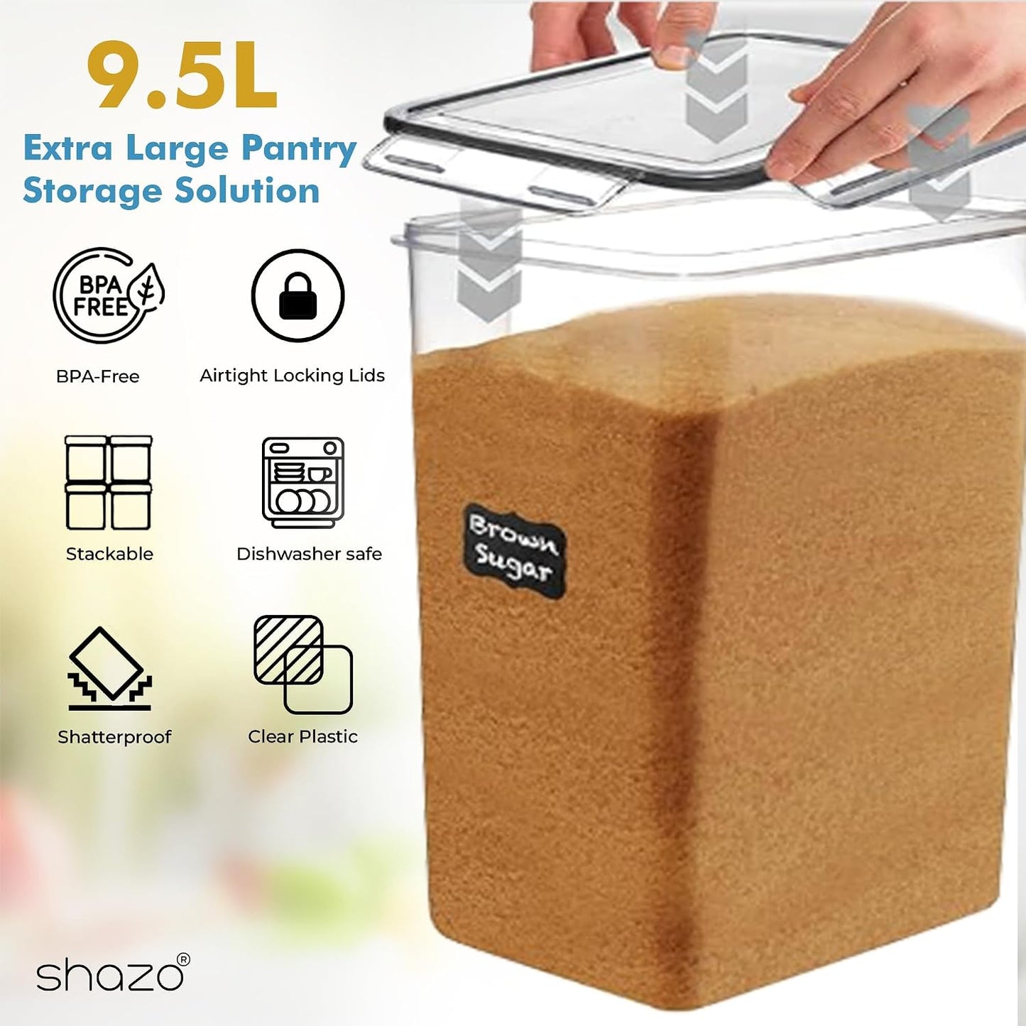 Extra Large Bulk Food Storage Containers with Airtight Lids for Kitchen and Pantry Organization