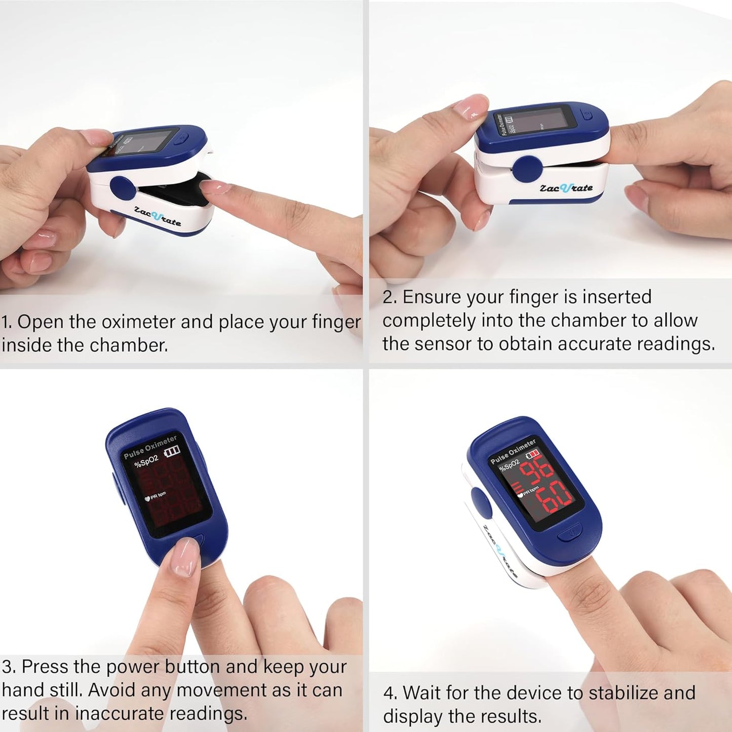 Zacurate 500BL Fingertip Pulse Oximeter Navy Blue Blood Oxygen Saturation Monitor