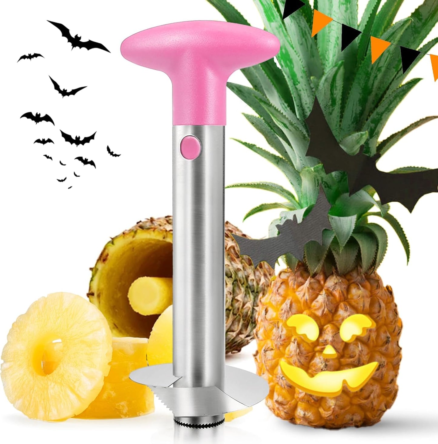 Pineapple Corer, [Upgraded, Reinforced, Thicker Blade] Newness Premium Pineapple Corer Remover, Stainless Steel Pineapple Core Remover Tool for Home & Kitchen with Sharp Blade for Diced Fruit Rings