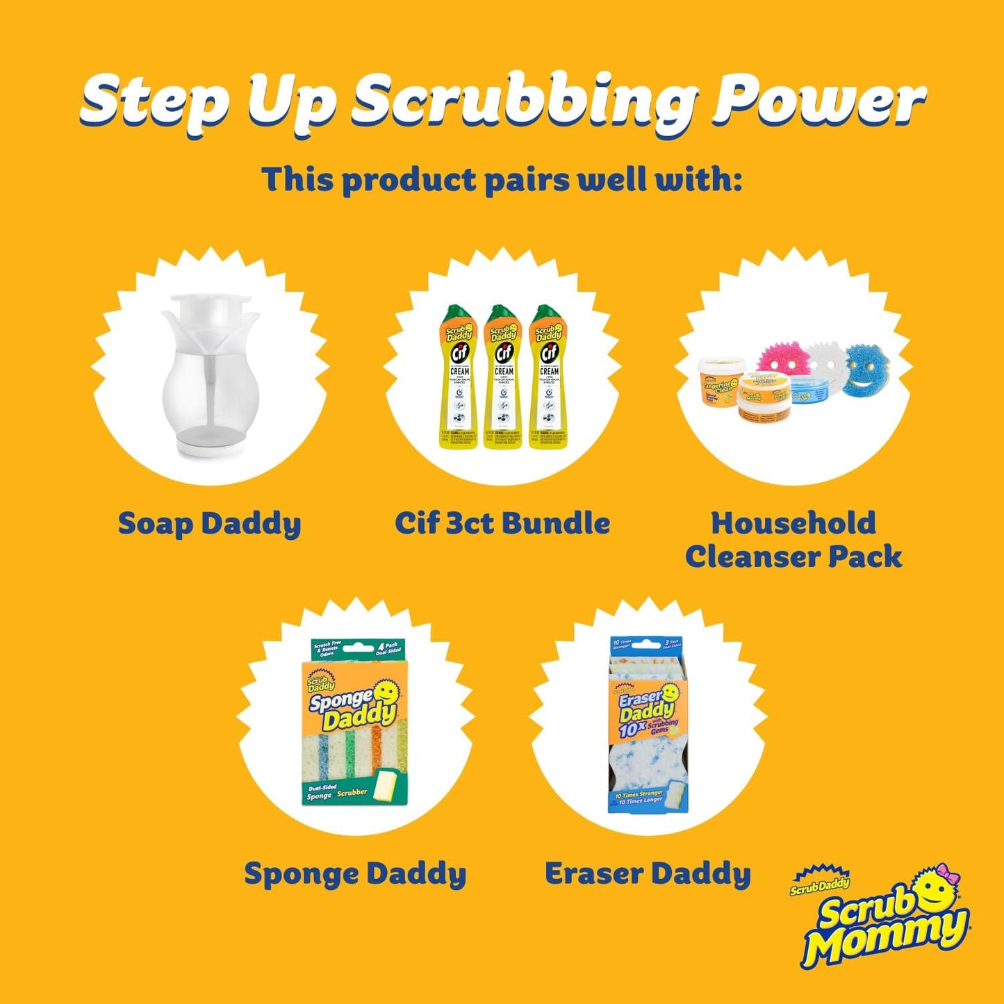 Scrub Daddy Scrub Mommy Sponges - Dish Scrubber + Non-Scratch Cleaning Sponges Kitchen, Bathroom + Multi-Surface Safe - Dual-Sided Dish Sponges for Scrubbing - Online Exclusive (3 Count)