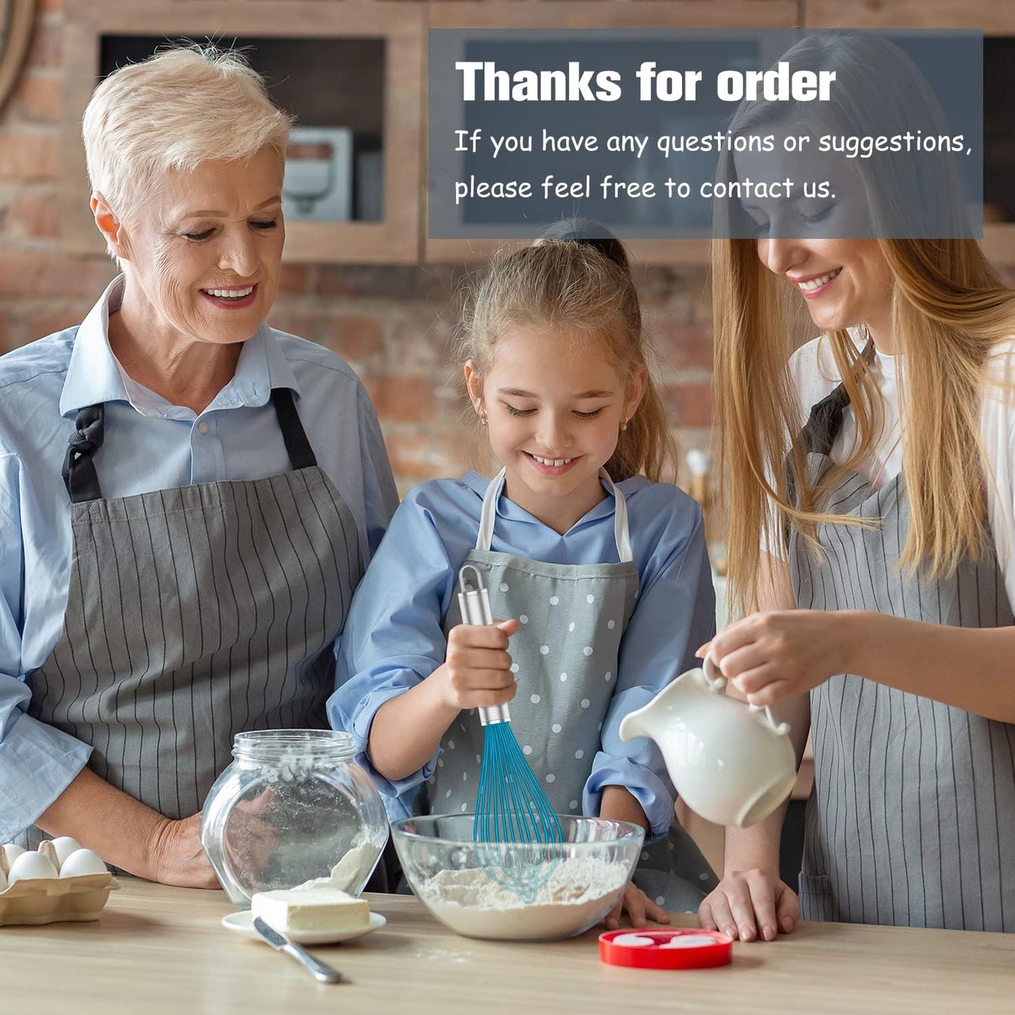 OYV Silicone Whisk,Heat Resistant 480°F Whisks For Cooking Non Scratch,Stainless Steel wired wisk,Plastic Rubber Whisk Tool For Nonstick Cookware Pans,Silicon Wisks Set of 4,Blue