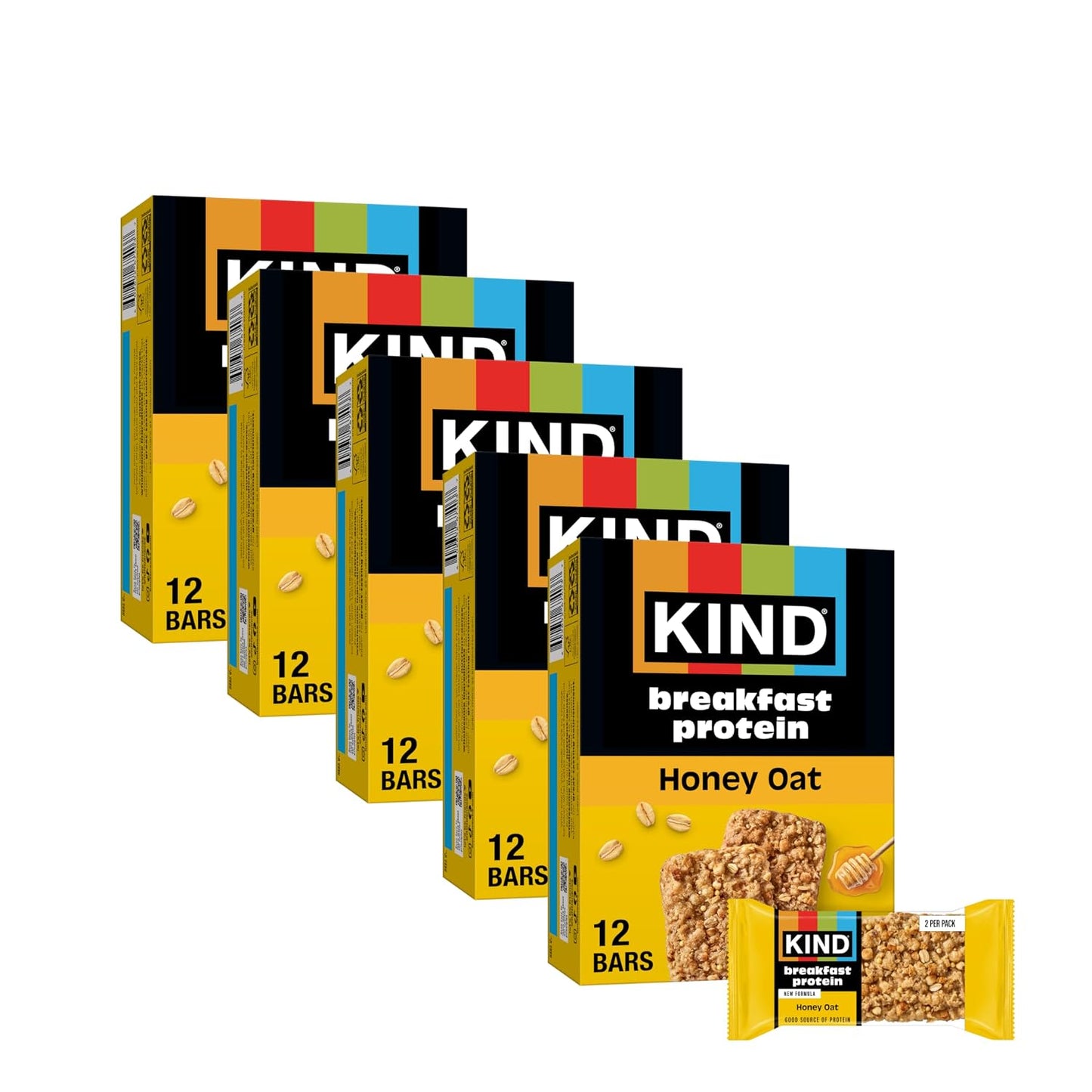 KIND Breakfast Protein Bars, Dark Chocolate Cocoa, Gluten Free, Low Sodium, 8g Protein, 30 Count