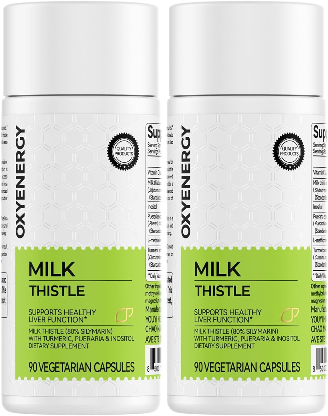 OxyEnergy Silymarin Milk Thistle 300mg Extract with Vitamin C, Inositol & Pueraria, Liver Detox & Repair Support, Antioxidant Support, 90 Vegetarian Capsules