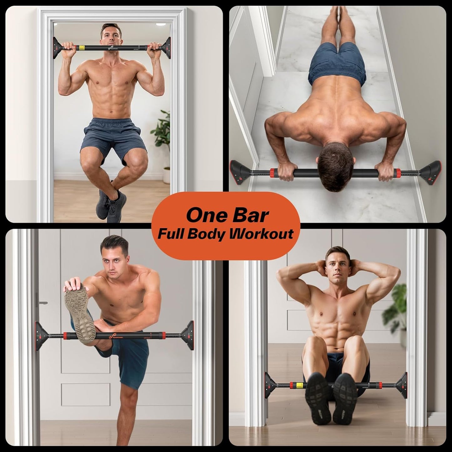Sportneer Adjustable Doorway Pull-Up Bar, 440 lbs Capacity, No Drilling