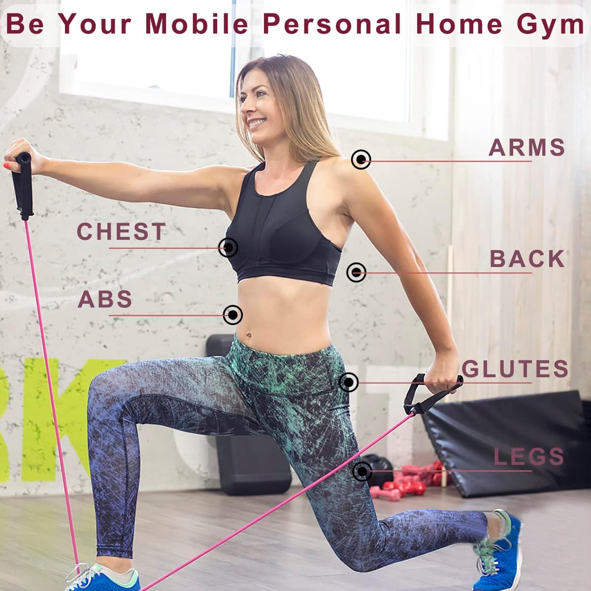 Resistance Bands with Handles for Full Body Workout, Therapy, Home Fitness