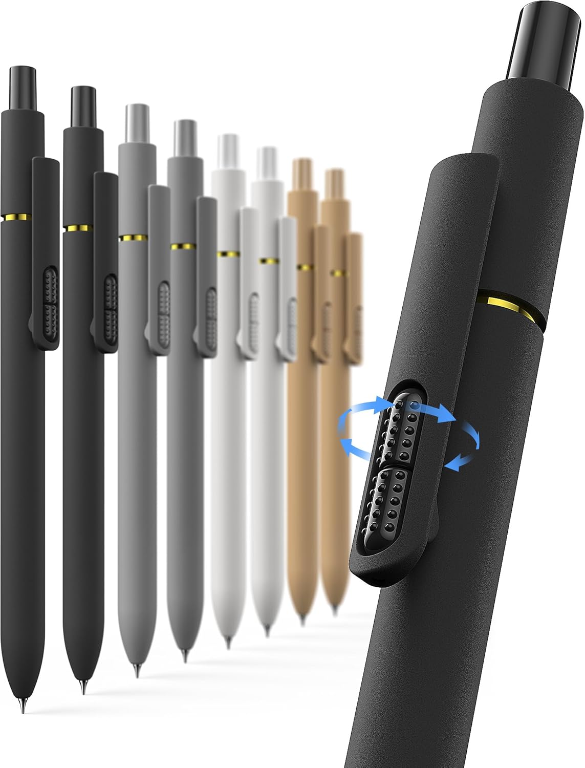 8 Pcs Gel Pens - 0.7mm Fine Point Smooth Writing Black Ink, Quick-Dry Long Lasting Fidge Pens, School & Office Supplies for Men Women