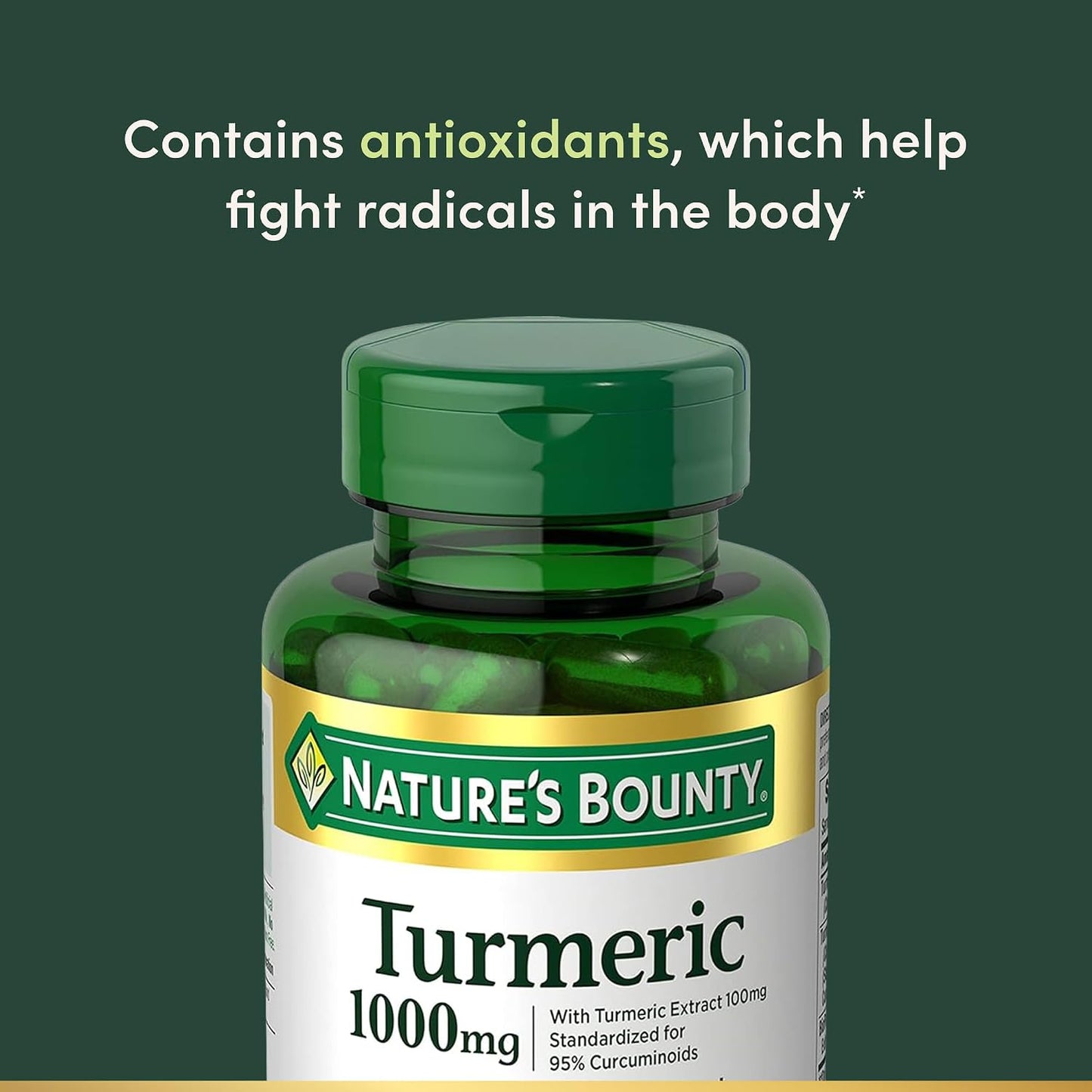 Nature's Bounty Turmeric with Black Pepper Extract, Supports Antioxidant Health, 1000mg, 60 Capsules