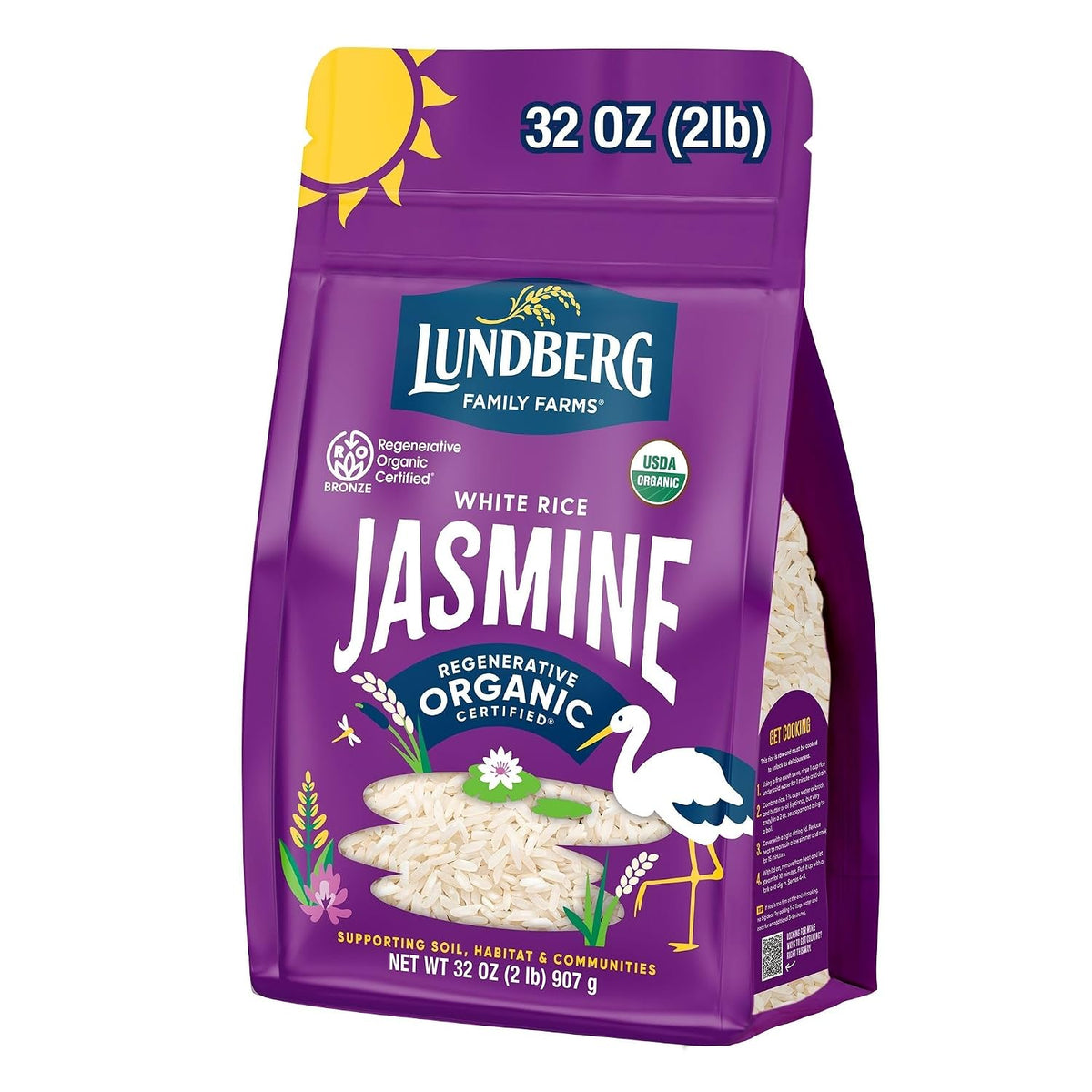 Lundberg Family Farms Organic Jasmine Rice, California White, 32 Oz