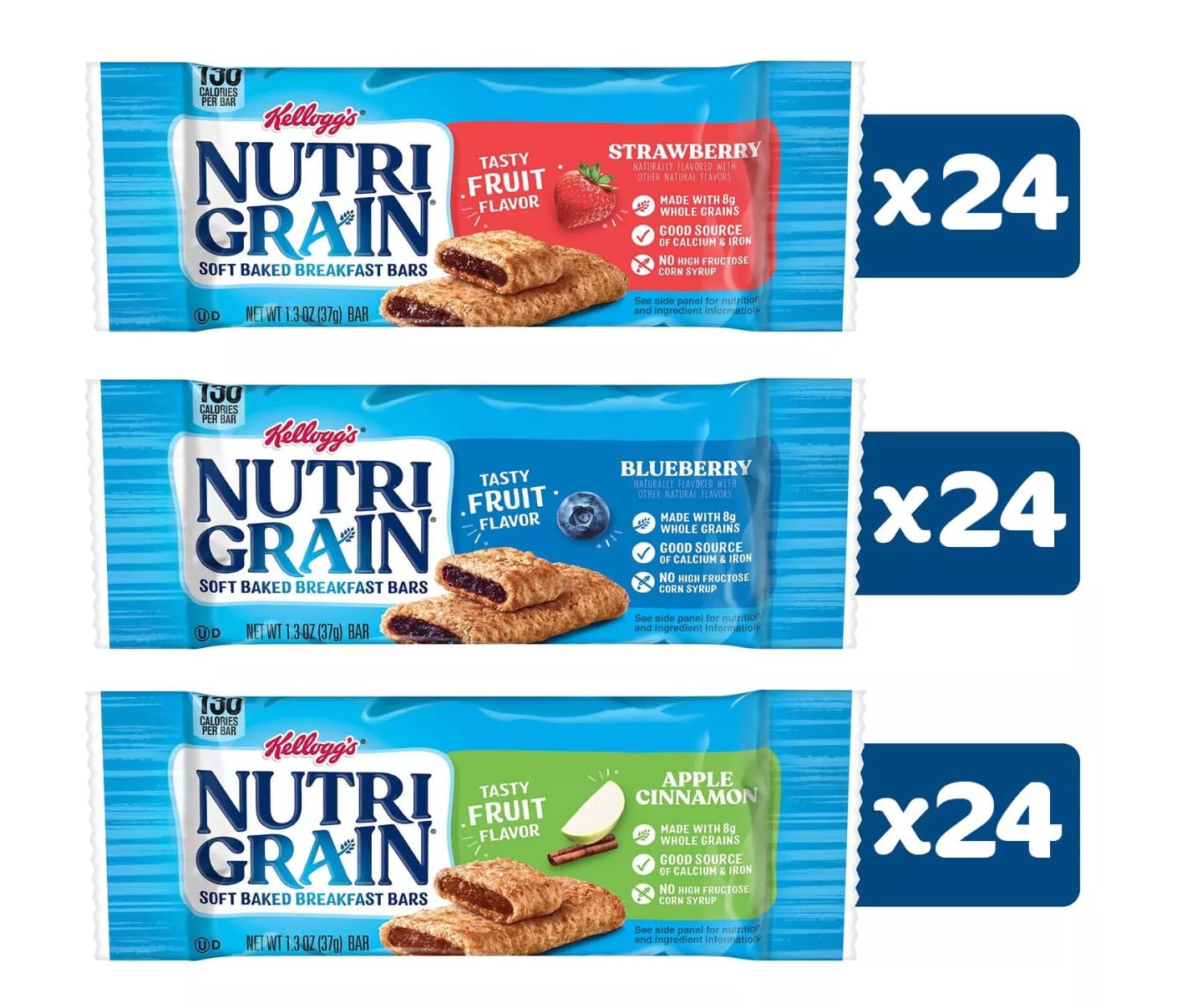 Soft Baked Breakfast Bars Made with Whole Grains Variety Pack for Kids